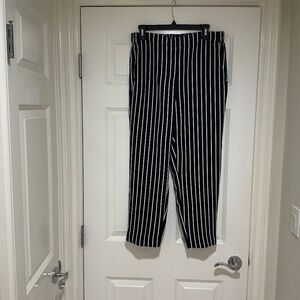 J. Crew Jamie Pant, size 10. Dark blue and white pin stripes.